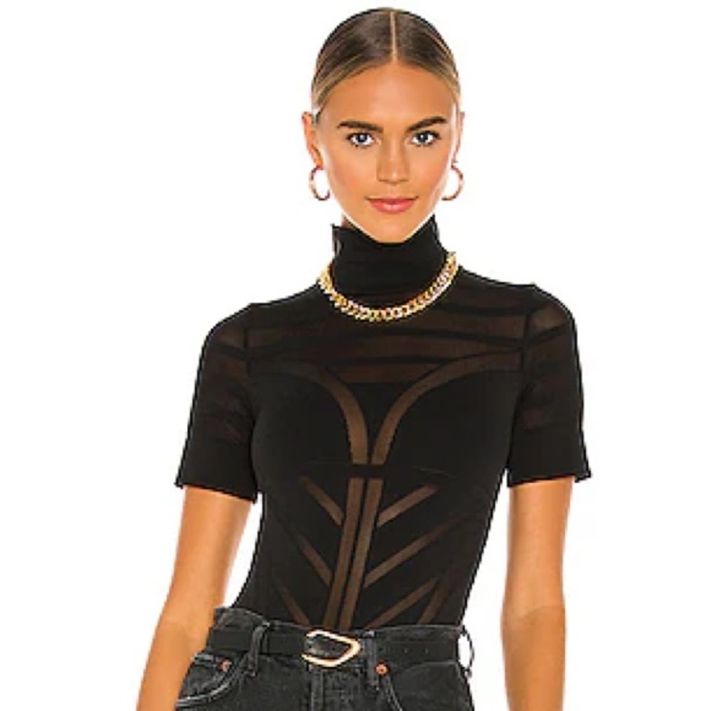 NWT Black Wolford Logan String Bodysuit